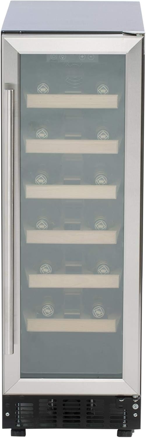 WC30SS Undercounter Wine Cooler Fridge, 59L 19 Bottle Capacity, LED Light, Silver Black Wine Cooler - Silver - 19 Bottle