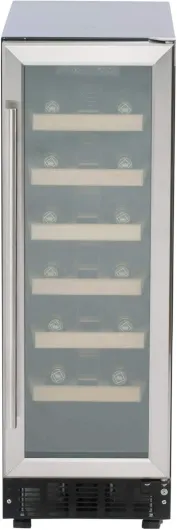 WC30SS Undercounter Wine Cooler Fridge, 59L 19 Bottle Capacity, LED Light, Silver Black Wine Cooler - Silver - 19 Bottle