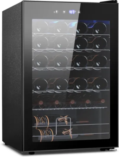 Wine Cooler Refrigerator 4.4Cu.ft, 37 Bottle Freestanding Cabinet Wine Cellars, Wine Fridge with Glass Door for Home Use, Protecting Your Reds and Whites Black 4.4 Cuft