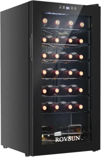 28 Bottle Wine Fridge, Freestanding Compressor Wine Cooler Refrigerator, Beverage Wine Chiller with Digital Temperature Control & Double-layer Glass Door for Red White Wine, Champagne, Beer