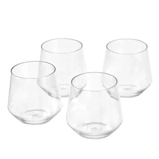 Tritan Glasses, Dishwasher Safe, BPA-Free Plastic, Stemless Wine, Shatterproof, 14-oz, Clear, Set of 4 14 Oz Stemless Wine Glasses Wine Glass