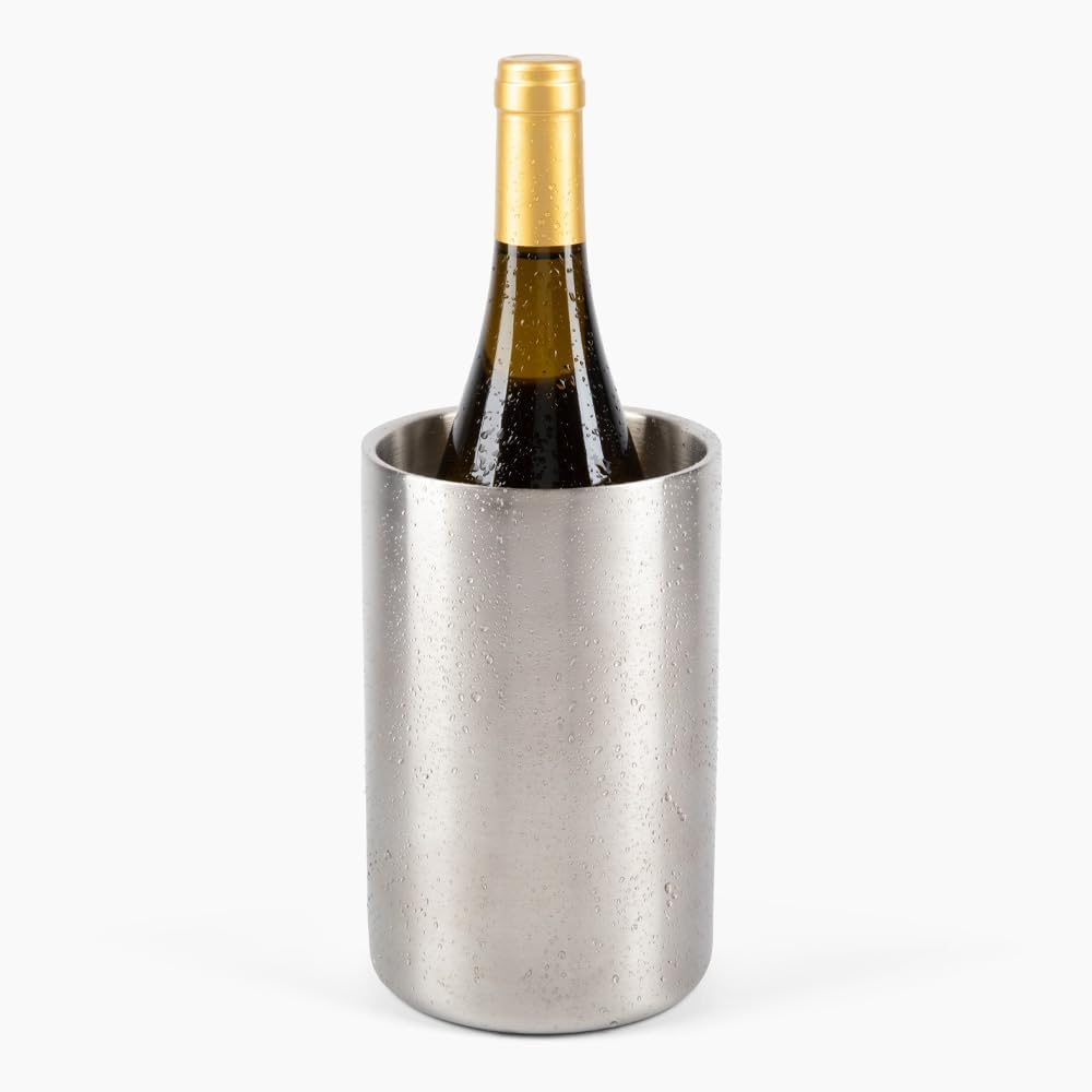 Stainless Steel Wine Chiller a Double-Insulated Iceless Bottle Cooler for Wine & Champagne, Keeps Bottles Cold up to 6 Hours, Portable, Fits Most Bottle Sizes, Wine Accessory Gift