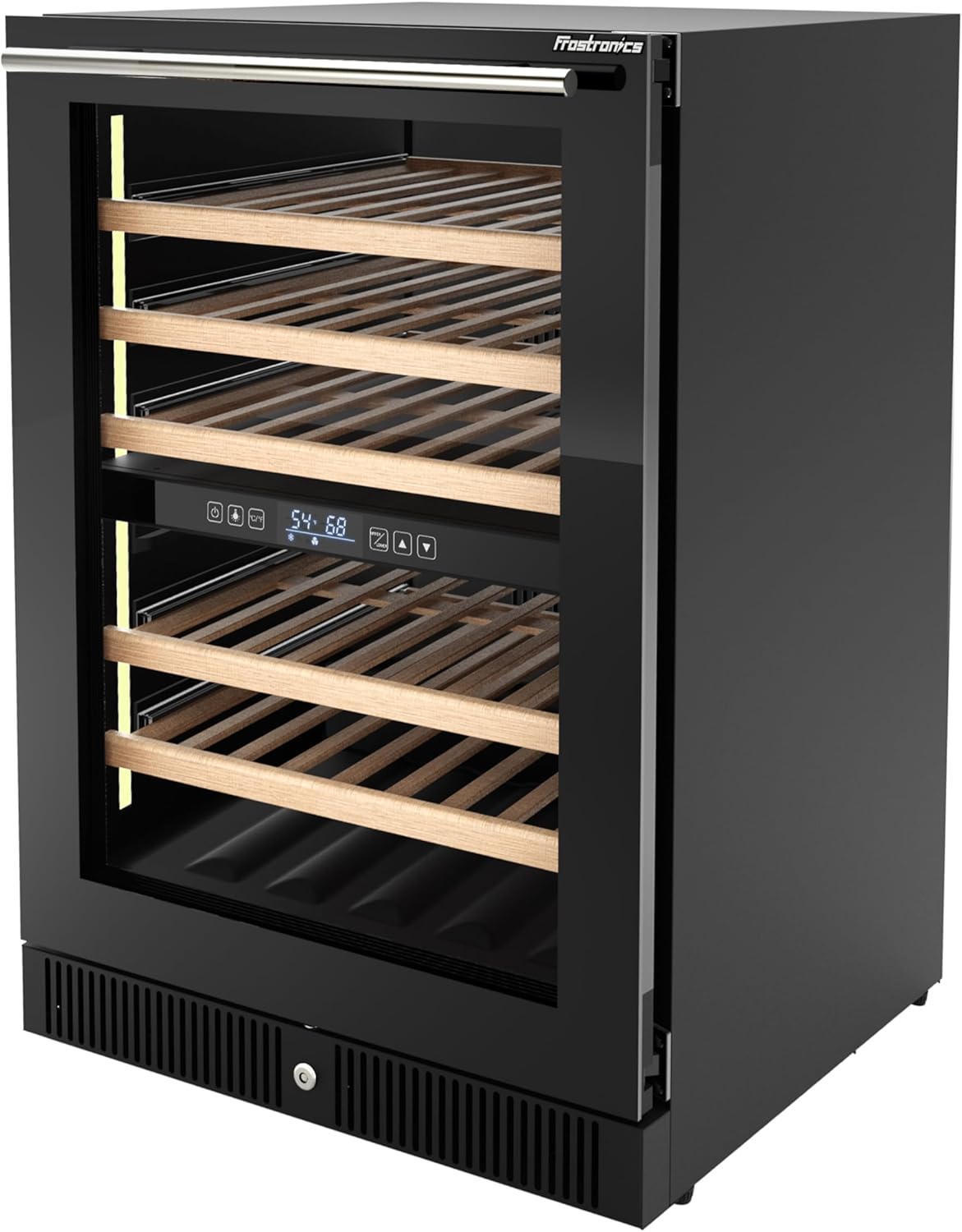 24 Inch Dual Zone Wine Refrigerator, 51 Bottles Under Counter Built-In or Freestanding Wine Cellar, Wine Cooler with Quiet Compressor Cooling and Reversible Glass Door, Fits Large Bottle 24-Inch Wide / Glass Door Design
