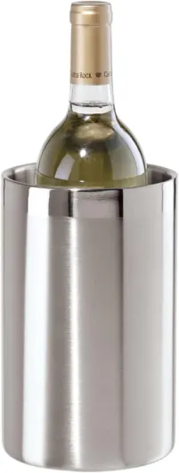 Stainless Steel Double Wall Wine Cooler - Insulated Tabletop Wine Chiller for White Wine & Champagne, Fits Most Standard Sized Bottles
