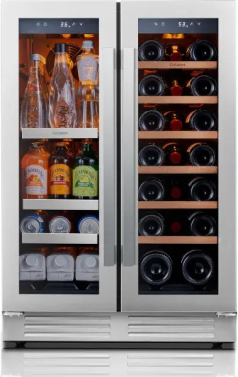 Ca'Lefort 24 Inch Wine and Beverage Refrigerator - 60 Can and 20 Bottle Wine Fridge Dual Zone 36-72°F, 3 LED Beverage Cooler Built in or Freestanding, Perfect for Home/Kitchen(4.10 cu.ft) 24 Inch Beverage Cooler(60 can+20 bottle)
