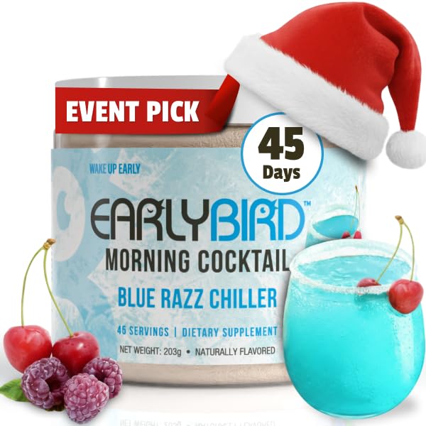 Energy Drink Powder - Morning Cocktail Blue Razz Chiller - Zero Sugar Electrolytes with Amino Acids - Electrolytes Powder & Caffeine Drink Mix for Morning Energy, Focus & Hydration - 45 Servings Blue Razz Chiller 45 Servings
