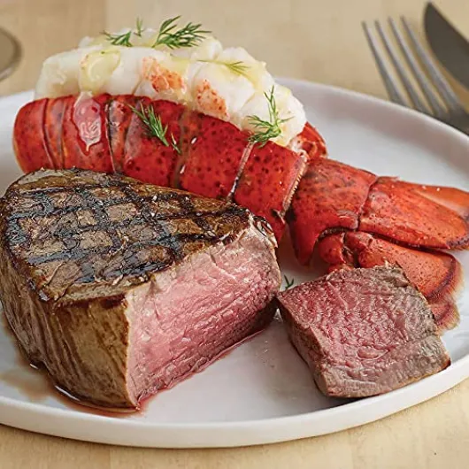 Premium Duo Dinner Surf & Turf Set - 4 Super Trimmed™ Filet Mignons, 5 oz each, 4 North Atlantic Lobster Tails, 5 oz each, Aged up to 28 Days -serve for special events from Kansas City Steak Company - 5 oz,5 oz