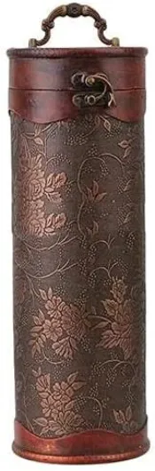 Cylinder Vintage Retro Wooden Vintage Wine Bottle Storage Gift Box Case Holder Bottle Stopper Keep Wine Fresh storage box