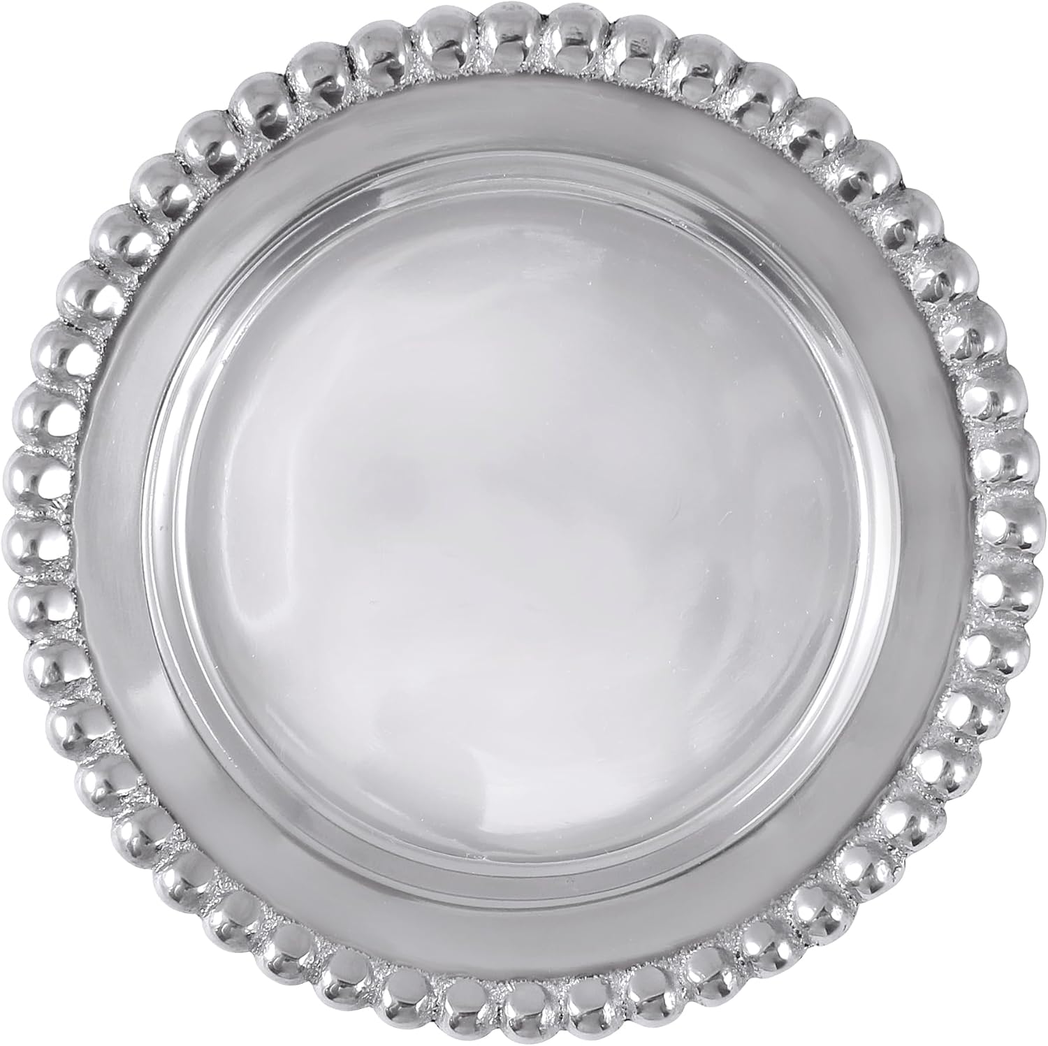 BEADED WINE COASTER - SILVER - BRILLANTE - BARWARE - WINE PLATES & COASTERS - RECYCLED SANDCAST ALUMINUM - HANDMADE IN MEXICO