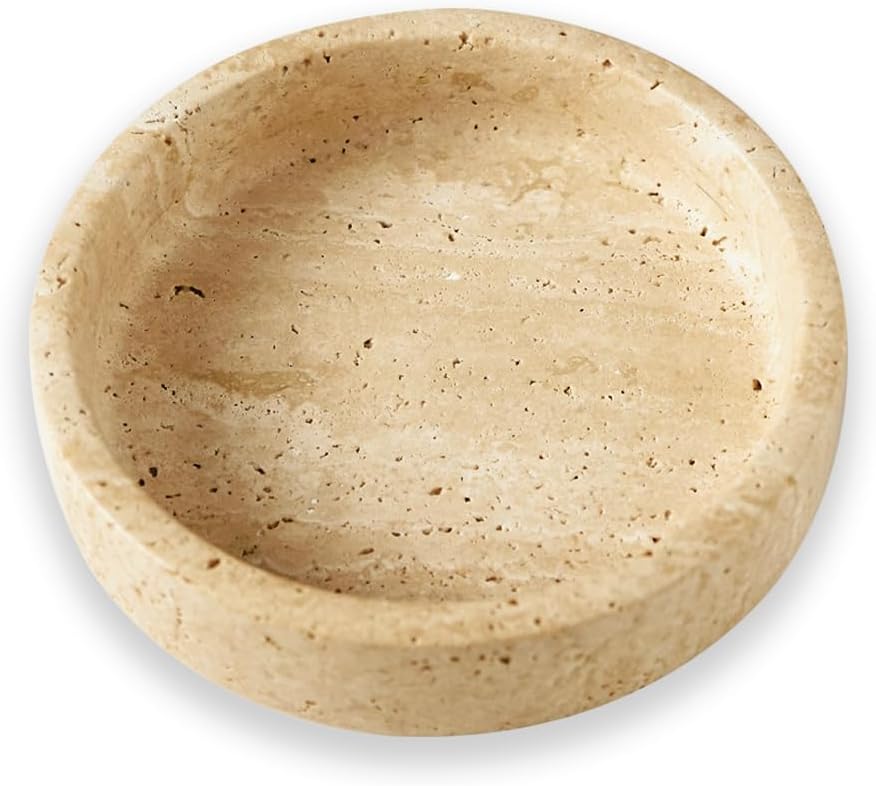 100% Travertine Wine Coaster- Marble Wine Bottle Chilled Coaster - Absorbent Cork Holder Tray- Gift for Wine Lover Beige