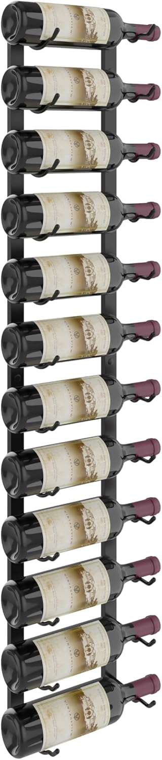 W Series Pro Wine Rack 4 - Metal Wall Mounted Wine Rack - Modern, Label Forward Wine Storage - Space Saving Wine Rack with 12 Bottle Storage Capacity (Matte Black) 12 bottles Matte Black