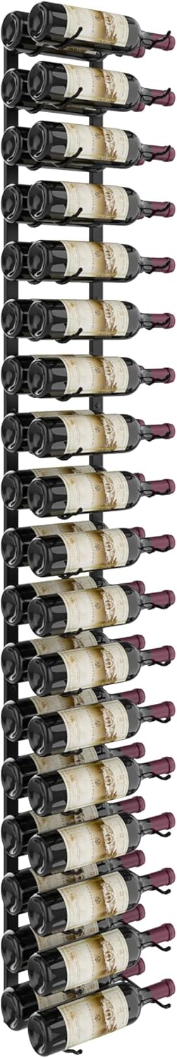 W Series Pro Wine Rack 6 - Double Depth, Metal Wall Mounted Wine Rack - Modern, Easy Access Wine Storage - Space Saving Wine Rack with Storage Capacity (36 Bottles, Matte Black) 36 bottle Matte Black