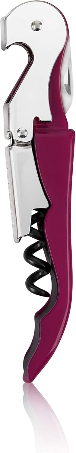 Truetap Double Hinged Waiter's Corkscrew Wine Opener, Stainless Steel Wine Bottle Opener with Built In Foil Cutter, Home Bar Tools, Bar Cart Accessories, Wedding Gifts, Set of 1, Burgundy