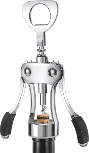 Wine Opener, Heavy-Duty Zinc Alloy Wing Corkscrew, Premium Beer Bottle Opener, Multifunctional Wine Accessories with Ergonomic Handle and Sharp Screw, for Kitchen, Bar, Restaurant, Bartenders Silver 1