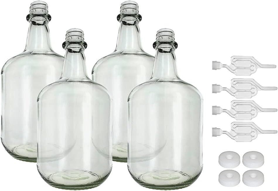 3L Jug Flint - White Cap with Hole and Twin Bubble Airlock Pack of Four