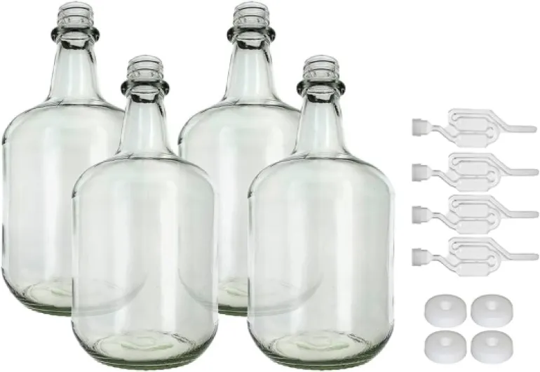 3L Jug Flint - White Cap with Hole and Twin Bubble Airlock Pack of Four