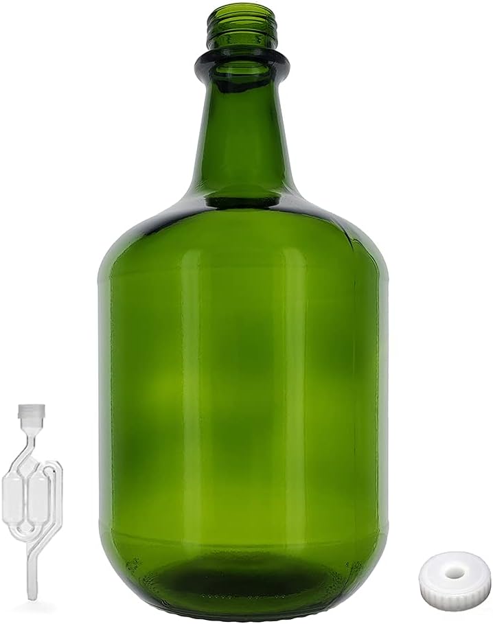 3L Jug Champagne Green - White Cap with Hole and Twin Bubble Airlock