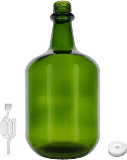 3L Jug Champagne Green - White Cap with Hole and Twin Bubble Airlock