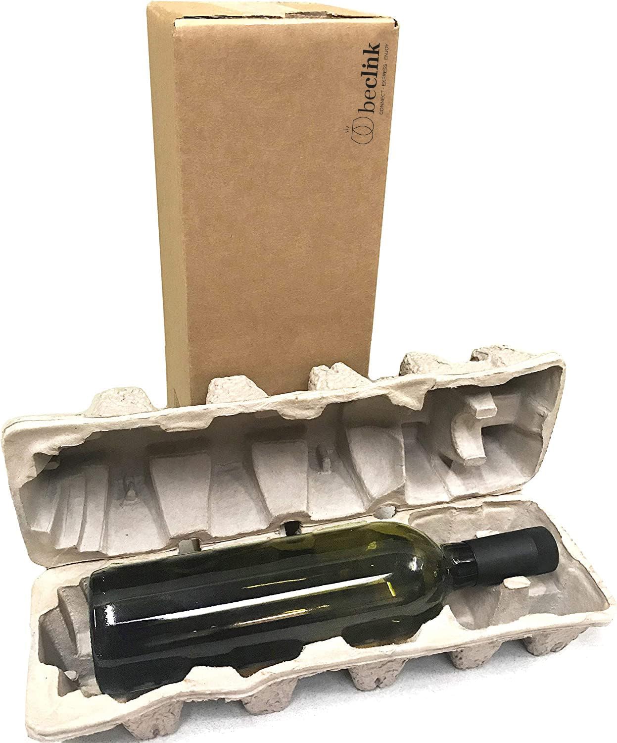 Wine Shipping Box (1 bottle) with Protective Tray, Biodegradable, Made from Recycled Materials - Pack of 1 01 Bottle (Pack of 01)