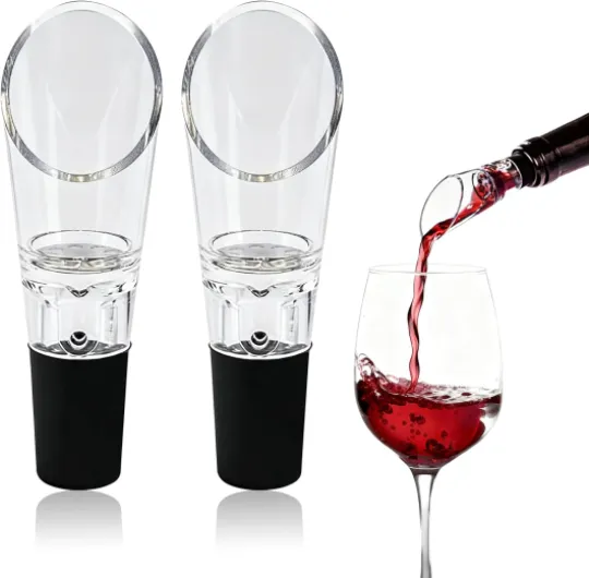 2PCS Wine Aerator Pourer,Wine Air Aerator 2-in-1 Aerating Spout and Decanter Wine Pourer for BBQ,Camping,Party,Restaurant