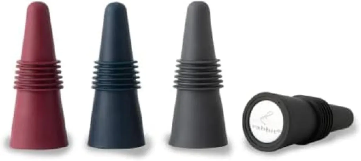 W6121 Bottle Stoppers Set of 4, Multicolor Wine Bottle Caps to Preserve Freshness, Stylish and Durable, Perfect for Parties and Gifts Multicolor Bottle Stopper