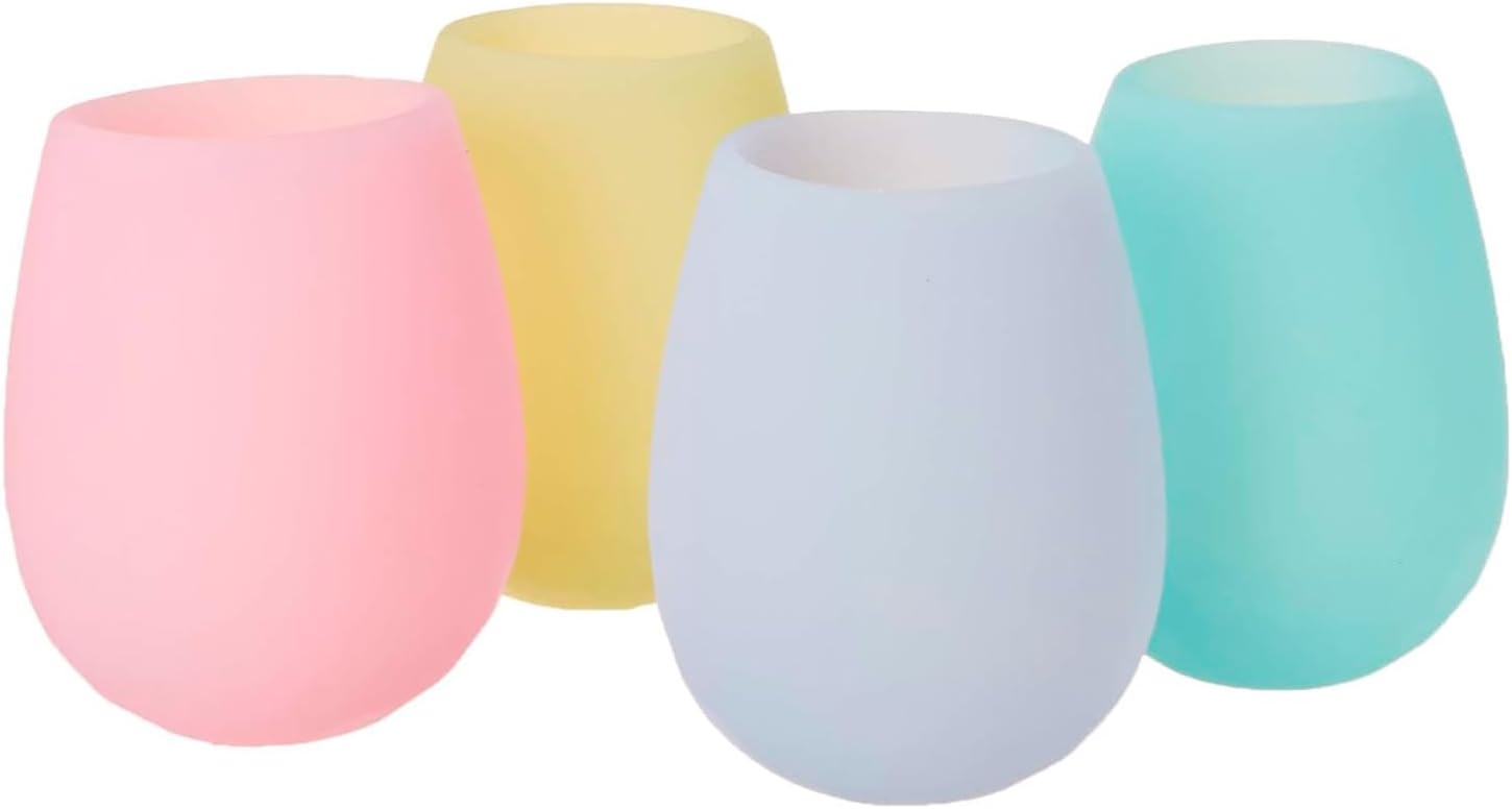 Shark Skinz Set of 4 Pastel Silicone Drinkware, 4 Count (Pack of 1), Multicolor…