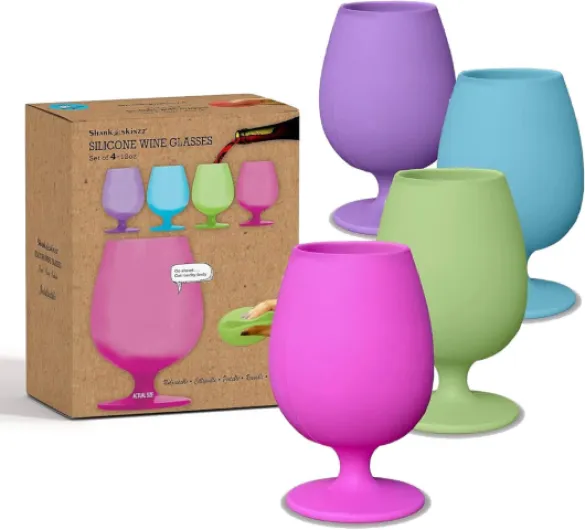Unbreakable Silicone Wine Glasses - Set of 4 - BPA-Free - Bali Collection - Stemmed - 12oz Stemmed- Bali