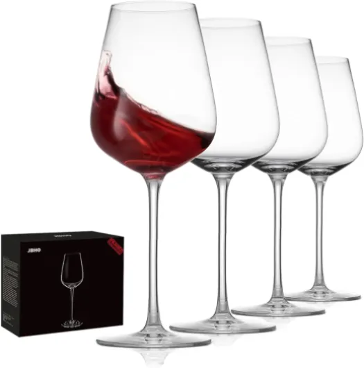 Hand Blown Italian Style Crystal Bordeaux Wine Glasses - Great Gift Packaging - Red Wine Glasses Lead-Free Premium Crystal Clear Glass - Set of 4-18 Ounce 4 Count (Pack of 1)