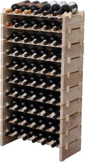 Wine Rack Solid Wood Stackable Storage Wooden Wine Rack Wine Cabinet (60 Bottles, Natural Color) Natural Color 60bottles