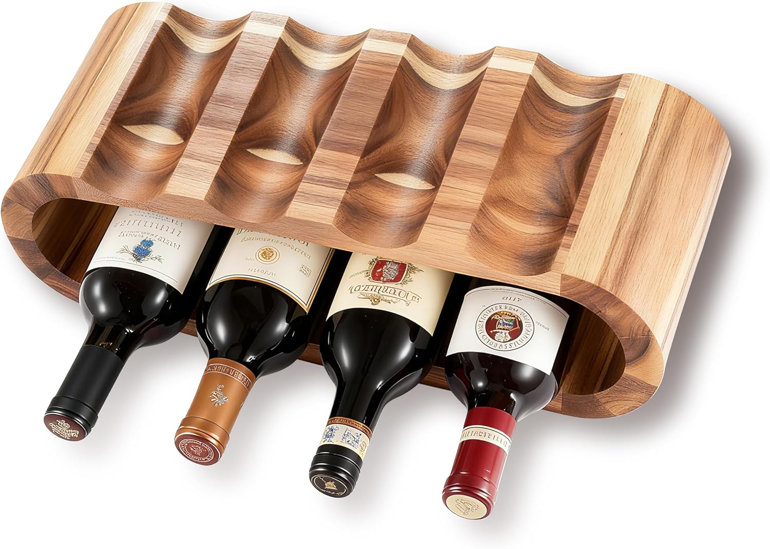 Classic Wooden Wine Rack – 8-Bottle Acacia Wine Holder Stand – Freestanding Wine Storage – Great for Home Decor No Assembly Required.
