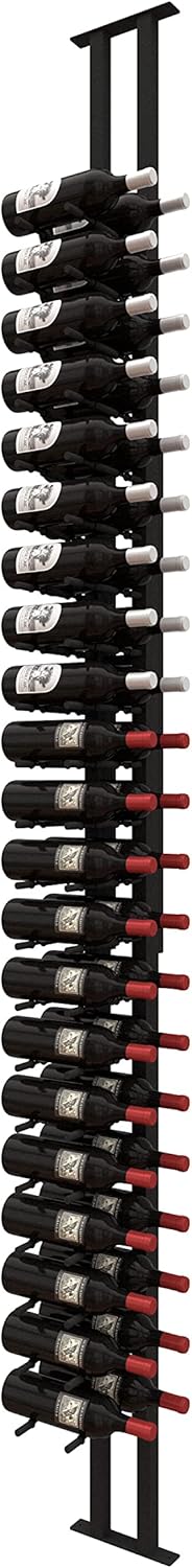 Ultra Wine Racks Floor-to-Ceiling Mount Display (1 Side, Double Deep, Black, Holds 42 Wine Bottles) - Modern Metal Wine Storage for Wine Cellars, Home Bars, Kitchens, and Dining Rooms 1 Side Double Deep