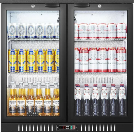 COOLER Back Bar Cooler with 2 Glass Doors,7.4cu.ft Commercial Undercounter Beverage Fridge,35” Height Bar Refrigerator LED Lighting With Locks 68 bottles For Home, Kitchen,Bar,Conveneience Store 2 doors bar Beverage Refrigerator