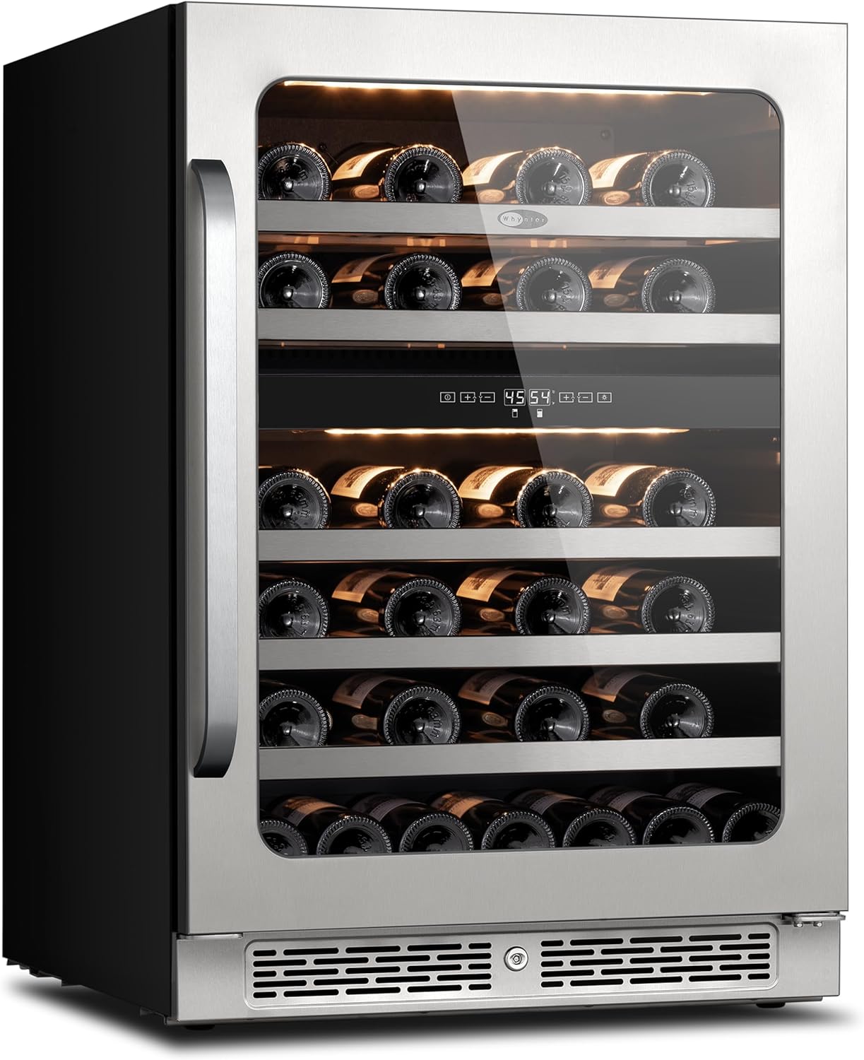 46 Bottle Wine Cooler Refrigerator, 24 Inch Wine Fridge Dual Zone, 40-65°F Wine Refrigerator, 3 LED Wine Cellar Glass Door, Built-in or Freestanding for Home Bar Kitchen Office(5.65 cu.ft) 24 Inch Dual Zone 46 Bottles
