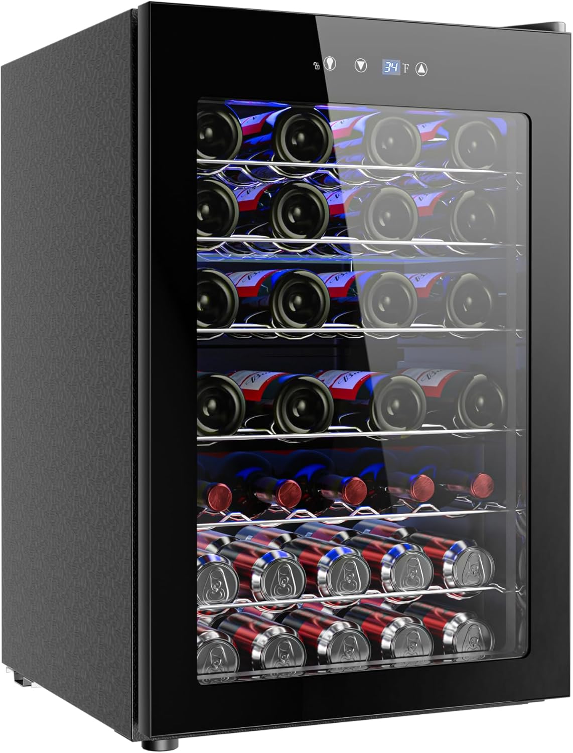 45 Bottle Wine Cooler Refrigerator, Small Wine Fridge for Red, White and Champagne, 4.5 Cu.ft Mini Fridge with Adjust Temperature, Black 4.5 CUFT