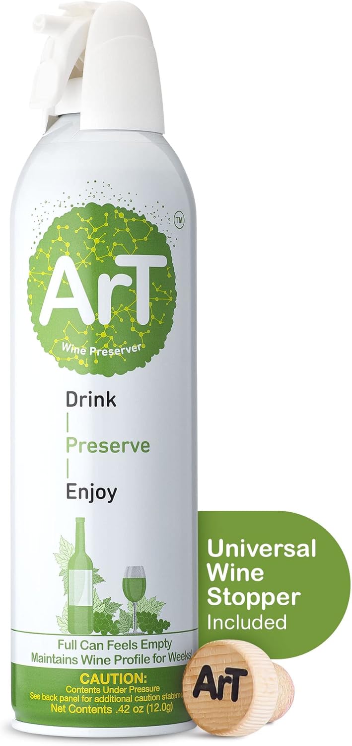 Wine Preserver Gas for Wine, Whiskey, and more, Argon Wine Presever for Wine Preservation, Argon Gas with Wine Bottle Stopper, Preserves White & Red Wine Up to 30 Days 1 Pack