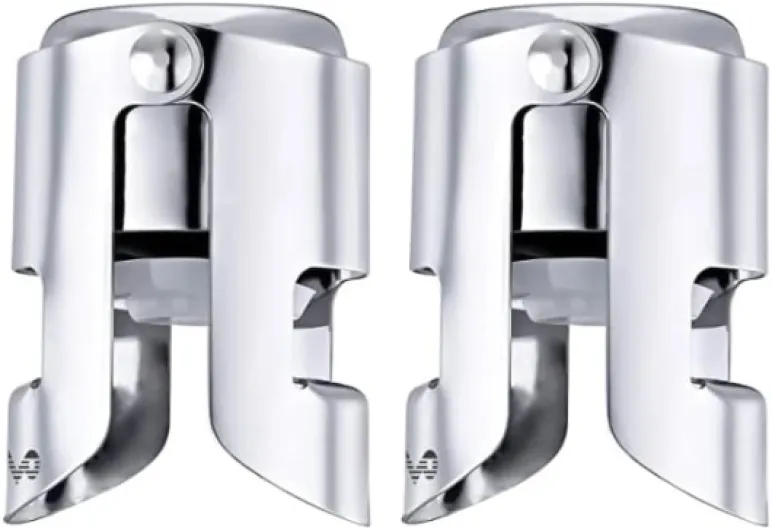 Champagne Bottle Stoppers Stainless Steel, Reusable Champagne Cork & Saver Stopper, Leak Proof Prosecco & Sparkling Wine Plug, Bubble Retention Protection（Silver, 2 Pack） Silver 2 Pack