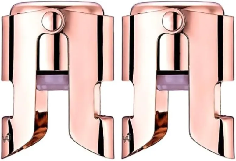 Champagne Bottle Stoppers Stainless Steel, Reusable Champagne Cork & Saver Stopper, Leak Proof Prosecco & Sparkling Wine Plug, Bubble Retention Protection（Rosegold, 2 Pack） Rose Gold 2 Pack