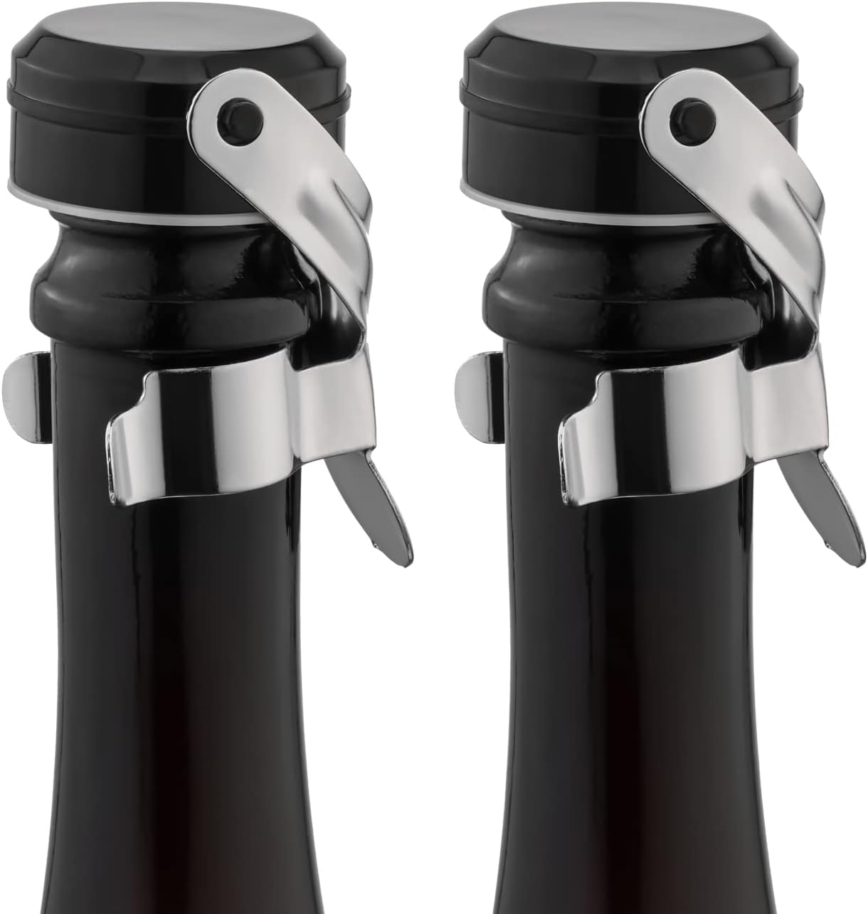 Champagne&Wine Bottle Stoppers Stainless Steel with Food Grade Silicone, Leak Proof Keep Fresh Reusable Saver, Cork Suitable for Wine, Champagne, Cava, Prosecco and Sparkling (2 Pack Silver） Silver 2 pack