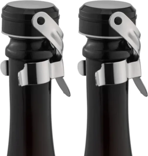 Champagne&Wine Bottle Stoppers Stainless Steel with Food Grade Silicone, Leak Proof Keep Fresh Reusable Saver, Cork Suitable for Wine, Champagne, Cava, Prosecco and Sparkling (2 Pack Silver） Silver 2 pack