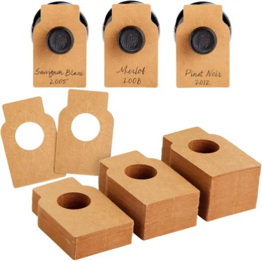 Kraft Bottle Labels - 300 Pack, 2.2 x 3.5 in, Brown - Personalized Wine Bottle Labels, Hanger Tags & Cellar Organization Tags