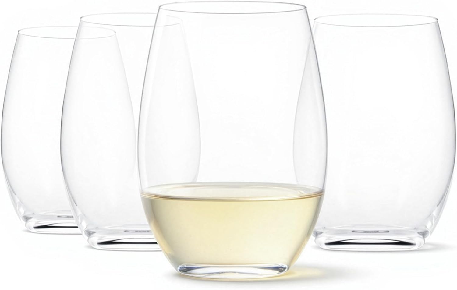 Stemless White Wine Glasses, 4-Piece Set, 14 oz., Dishwasher-Safe