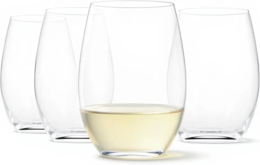 Stemless White Wine Glasses, 4-Piece Set, 14 oz., Dishwasher-Safe