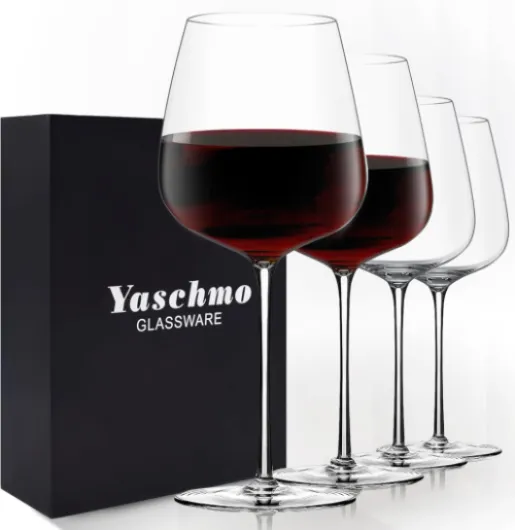 Red Wine Glasses Set of 4, 24oz Large Wine Glasses, Hand Blown Crystal, Ultra-Thin Rim, Long Stem, Lightweight, Ideal Gift for Wine Tasting, Mother's Day, Wedding, Anniversary, Birthday Pack of 4