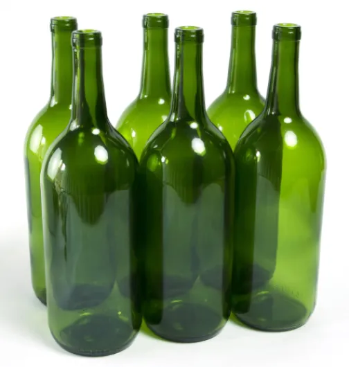 1.5 Liter Glass Bordeaux Wine Bottle Flat-Bottomed Cork Finish - Case of 6 - Champagne Green