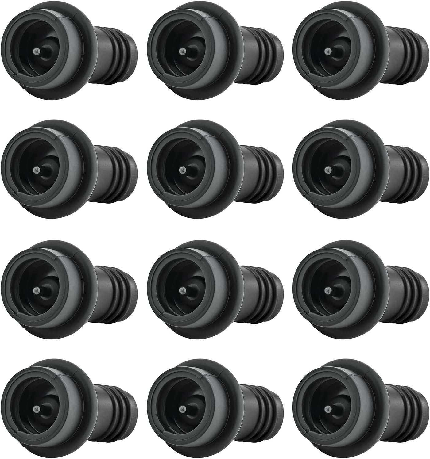 Wine Stoppers Vacuum, Silicone Wine Saver & Preserver, Reusable Bottle Sealer, Keep Fresh (Black, 12 Pieces) Black 12