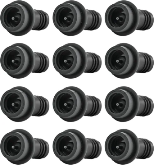 Wine Stoppers Vacuum, Silicone Wine Saver & Preserver, Reusable Bottle Sealer, Keep Fresh (Black, 12 Pieces) Black 12