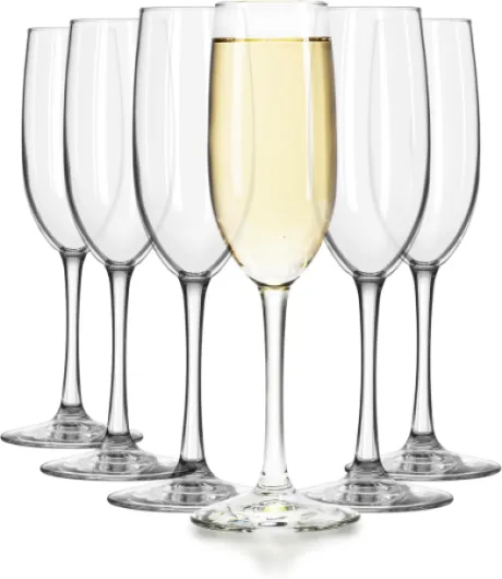Champagne Flutes Set, 8 oz Elegant Stemmed Flute Glasses Set of 6, Dishwasher Safe Sparkling Wine Mimosa Glasses for Parties 8 Ounces Classic Flute