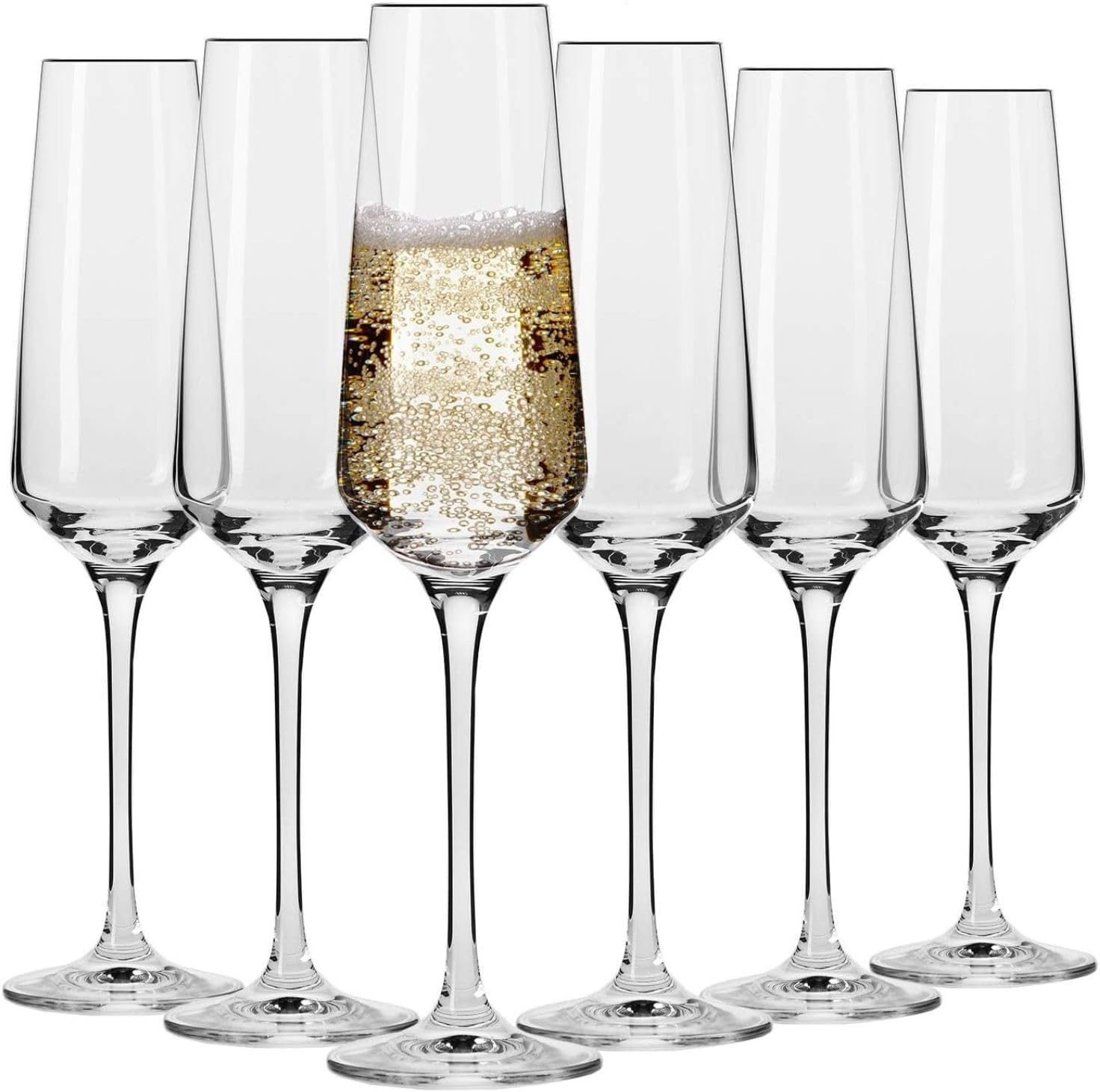 Crystal Champagne Flute Glasses, Set of 6, 6.1 oz, Avant-Garde Collection, Classic Shape for Timeless Style, Ideal for Mimosas, Prosecco, Sparkling Wine, Dishwasher Safe, Made in Europe Champagne 6.1 oz (Set of 6)