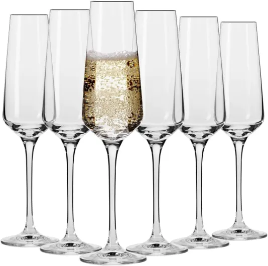 Crystal Champagne Flute Glasses, Set of 6, 6.1 oz, Avant-Garde Collection, Classic Shape for Timeless Style, Ideal for Mimosas, Prosecco, Sparkling Wine, Dishwasher Safe, Made in Europe Champagne 6.1 oz (Set of 6)
