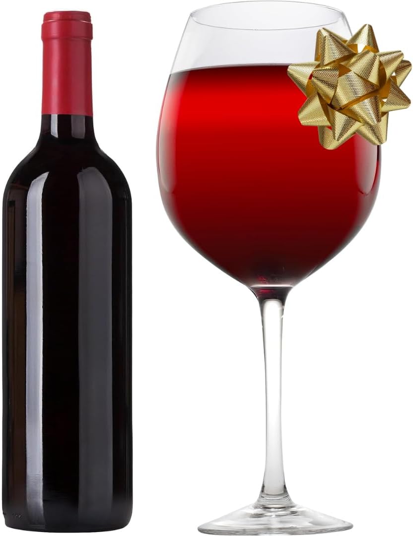Oversized Giant 33.5oz Wine Glass - Holds a Full Bottle of Wine - Made of Hand-Blown Glass NOT Plastic - XL Glassware Fun for Holiday Charcuterie Boards, Christmas Parties, Weddings & Xmas Gifts 1